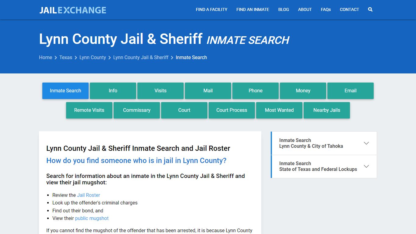Inmate Search: Roster & Mugshots - Lynn County Jail & Sheriff, TX